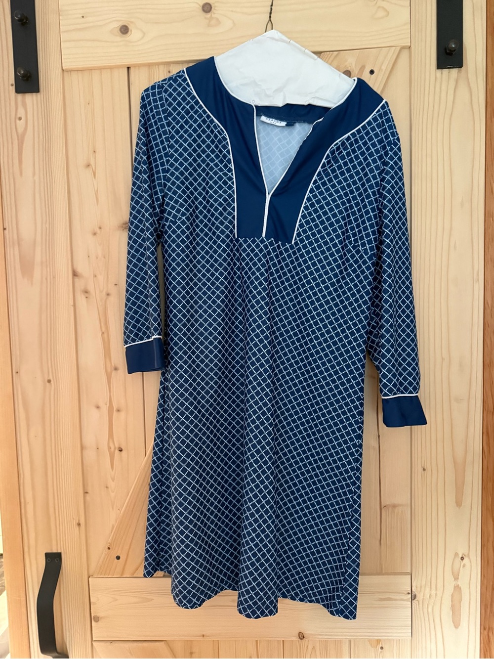 Cababa Life Navy Geometric Print V-Neck A-Line Dress